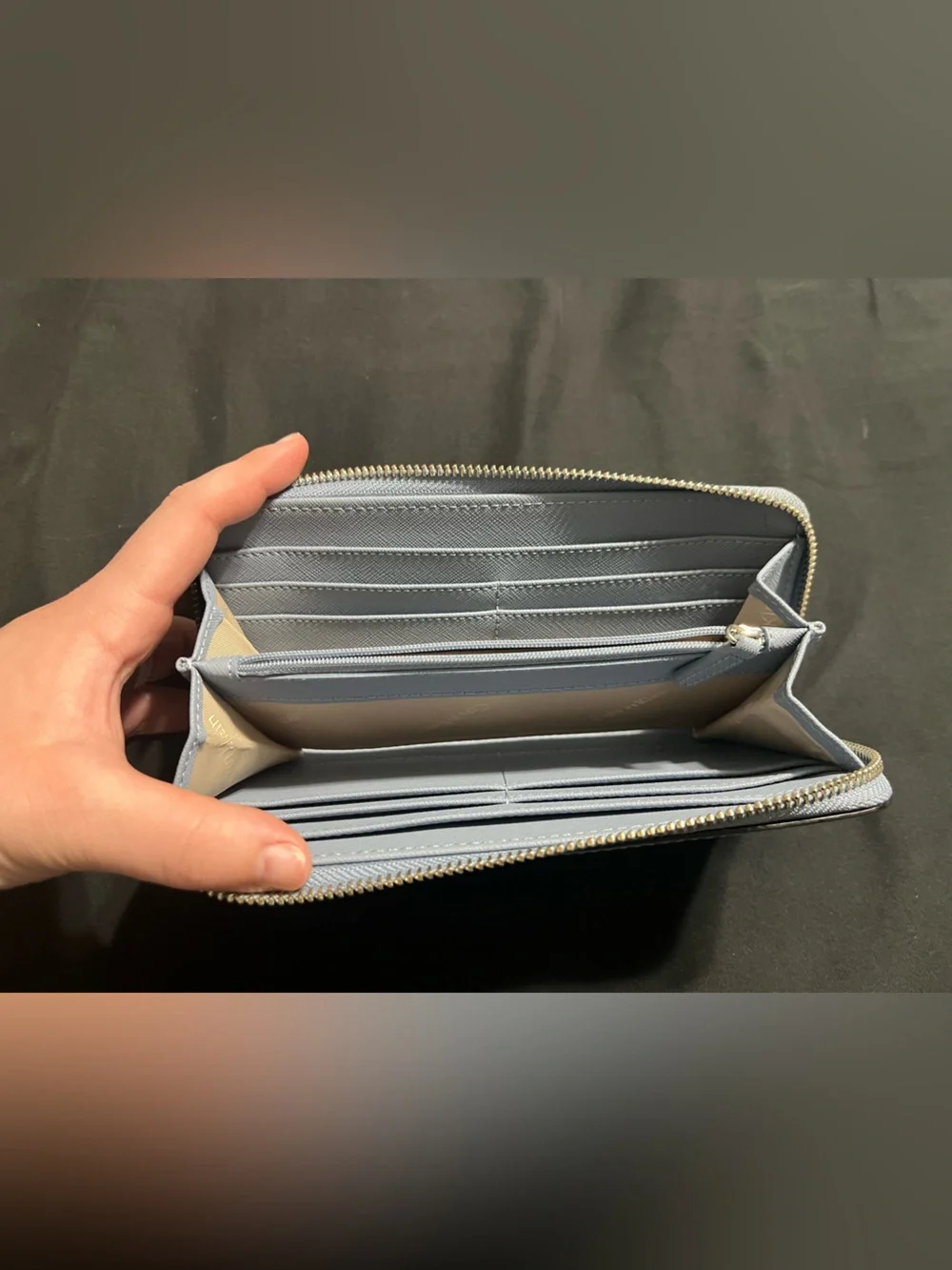 Calvin Klein Light Blue Wallet with Gold Accent Studs